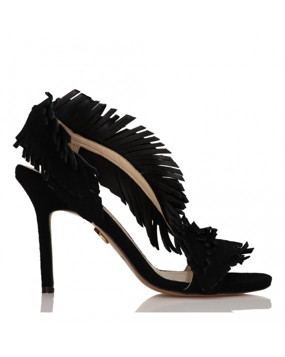 Black sandals on a high heel