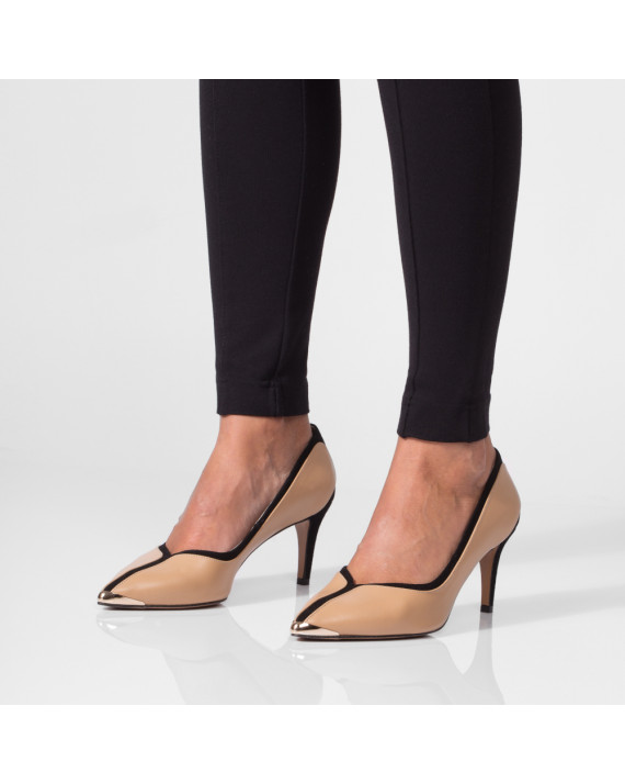 Beige and brown heels
