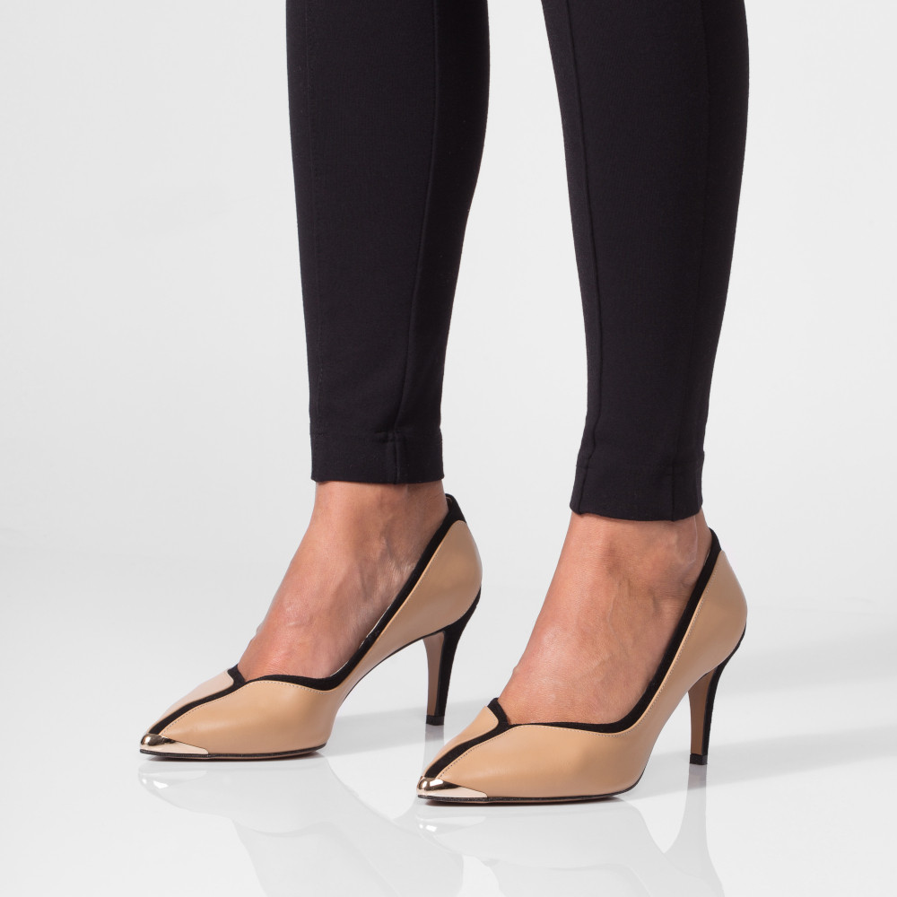 Beige and brown heels