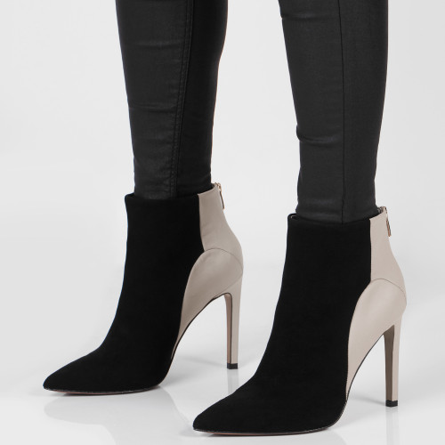 Black-beige ankle boots