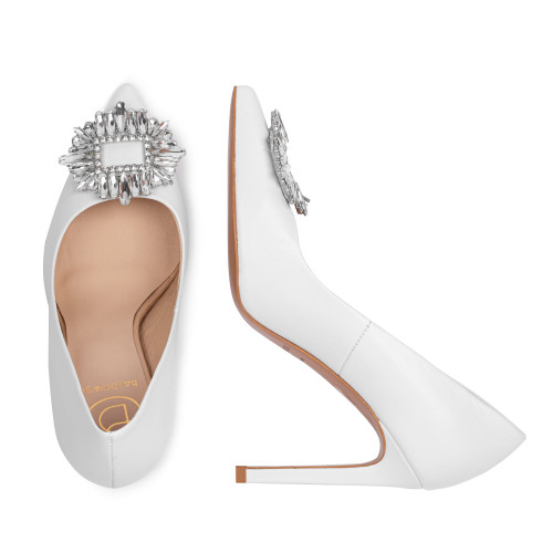 Heels white with jewellery